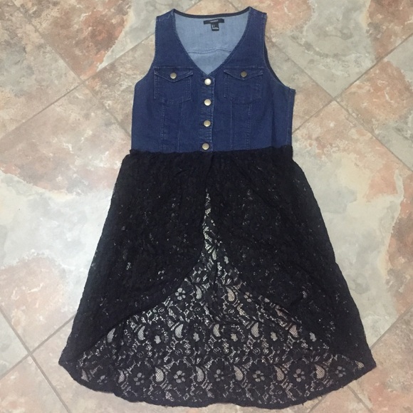 High Low Denim Lace Dress
