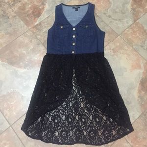 High Low Denim Lace Dress