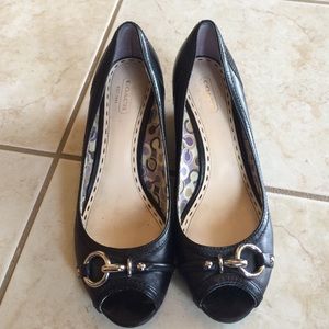 Black Coach Wedges Size 8 w/2" heel