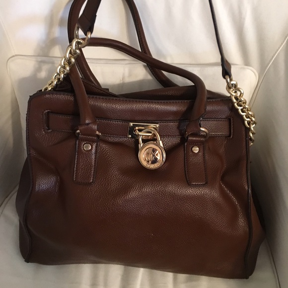 Michael Kors brown tote w/ gold chain handles👜