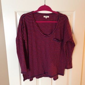 Madewell navy&red stripe tee