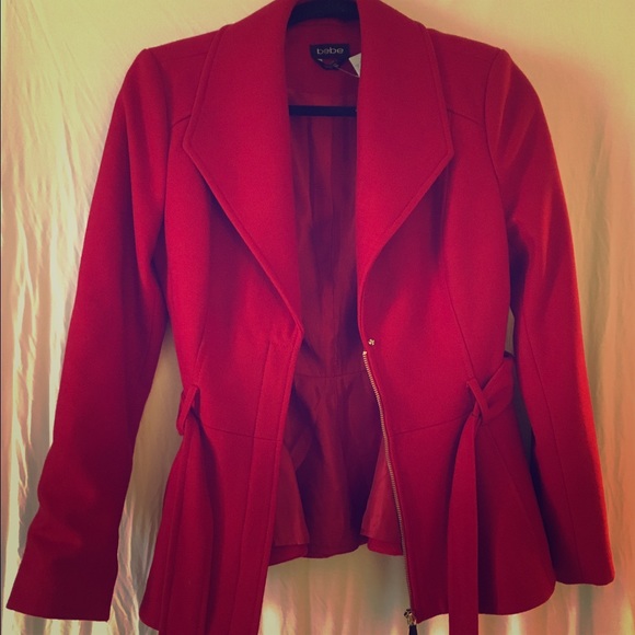 Red peplum coat