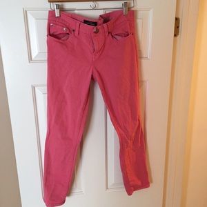Salmon colored jcrew skinny ankle jeans