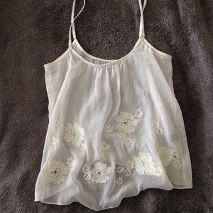 Aerie sheer tank with embroidered flowers