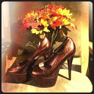 Copper colored bakers high heels