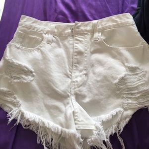 White high-waisted shorts