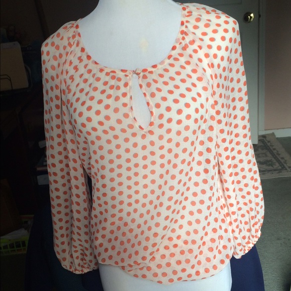 Lord & taylor polka dot top blouse  small