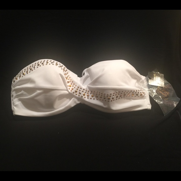 Victoria's Secret Other - Victoria's Secret White Bandeau Bling Bikini Top☀️