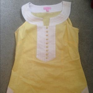 Yellow and white linen Lilly Pullitzer tank