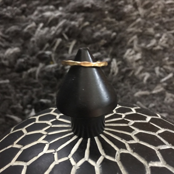 Hammered 18K Gold Vermeil Stone Ring - Picture 2 of 4