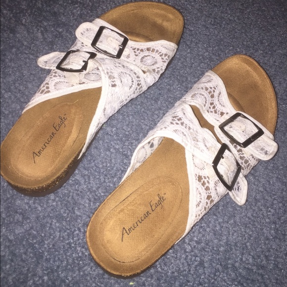 White lace sandals