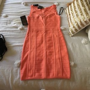 bebe small bodycon orange/coral dress