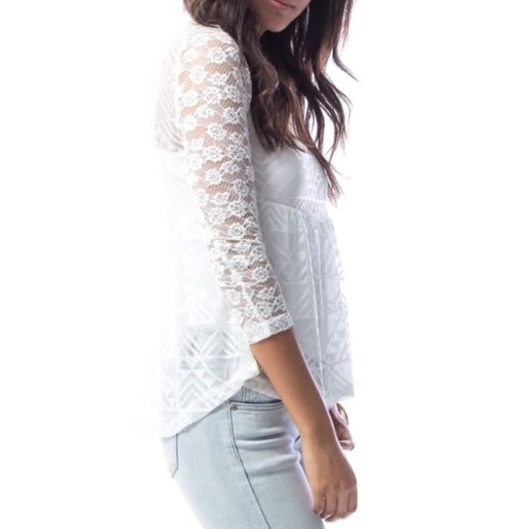 💋FINAL💋 White Lace Babydoll Top + Necklace - Picture 2 of 2