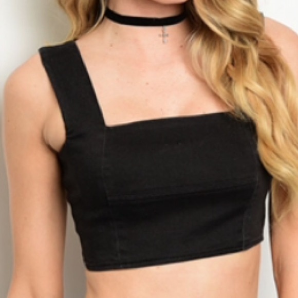 Tops - Black denim crop top