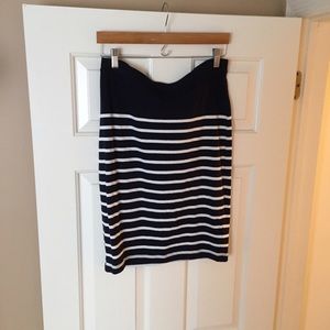 Navy and white stripe midi skirt by Gap