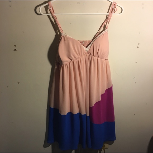 Pink Color Block Dress