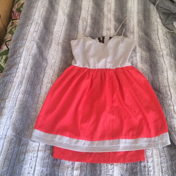 Grey and orange cocktail dress