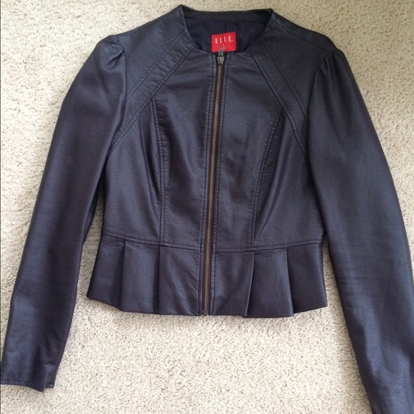 Dark Purple Faux Leather Peplum Crop Jacket