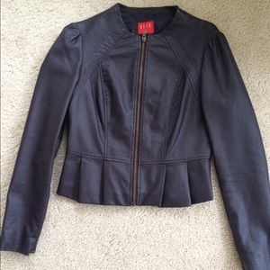 Dark Purple Faux Leather Peplum Crop Jacket