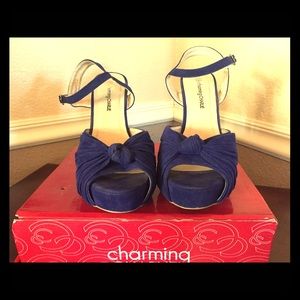 Blue faux suede shoes