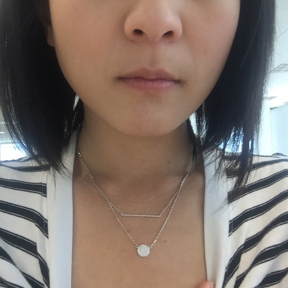 SALE!!! Delicate pave circle necklace - Picture 2 of 3