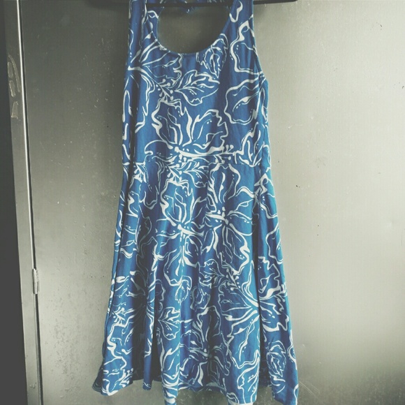 Blue floral fit and flare dress