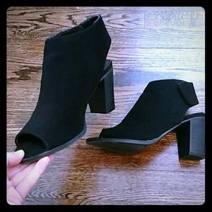Black open toe booties