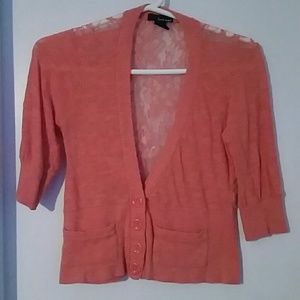 Coral lace back cardigan