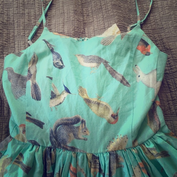 Modcloth knitted dove woodland print dress