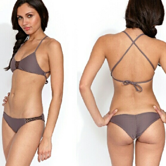 Posh pua lena crochet bikini taro brown top halter - Picture 2 of 4