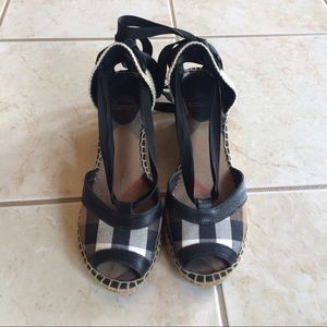Burberry Wedge Lace Up Espadrilles Size 39