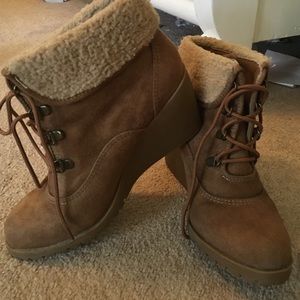 Winter wedge booties