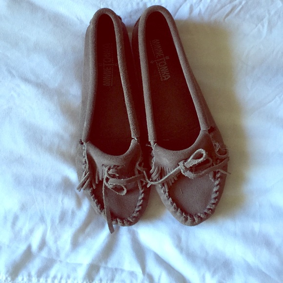 Minnetonka Shoes - Minnetonka Gray Moccasins