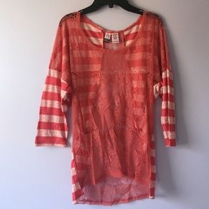 Cute 3/4 Sleeve See Through Top