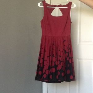 Maroon polka dot dress