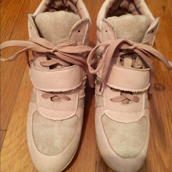Blush pink wedge sneakers