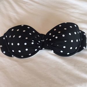 Polka-dot bandeau swim top