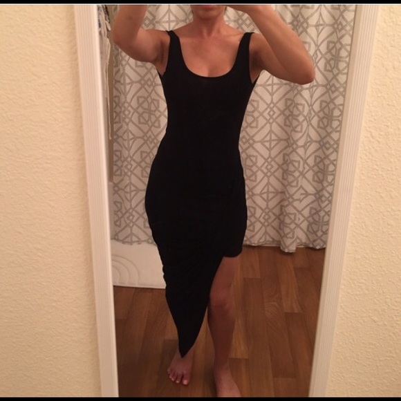Black high low, open back dress