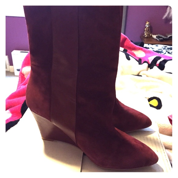 burgundy wedge boots