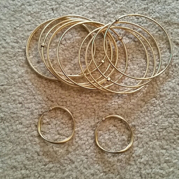 Gold Bangles and Hoops set