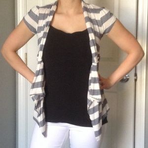 Cream and blue stipe cardigan