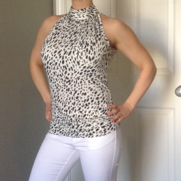 Black and white polka dot top