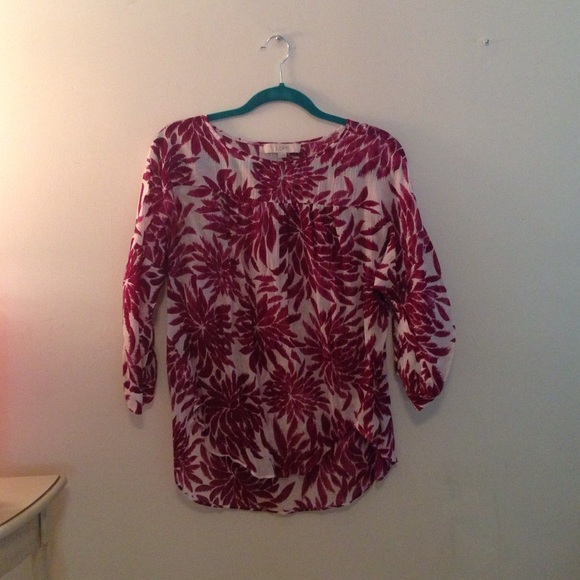 Ann Taylor Loft floral top - white and fuscia