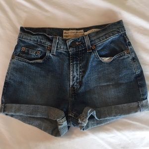 High-waisted denim shorts