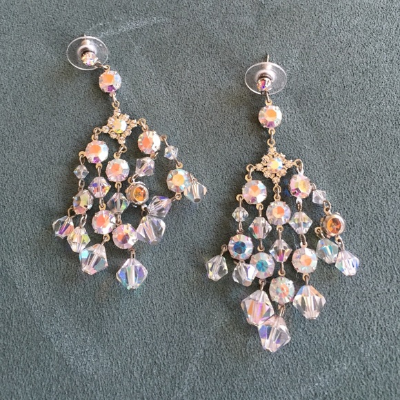 Earrings.  Chandelier with a/b crystals.