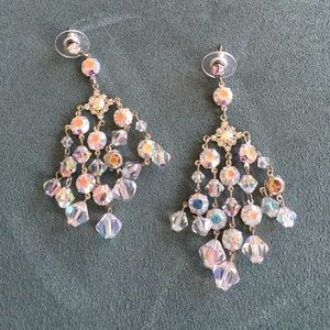 Earrings.  Chandelier with a/b crystals.