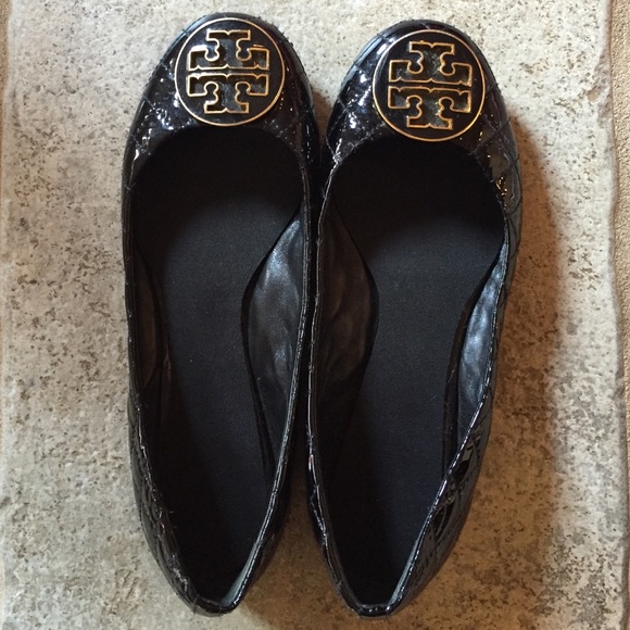 Tory Burch Black Quilted Flats