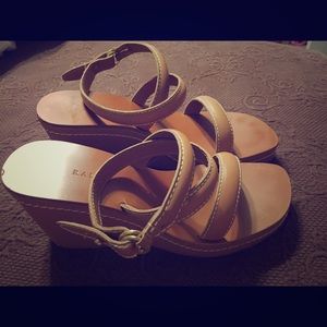 Ralph Lauren Tan Leather Wedges