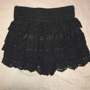 Black stretch lace shorts