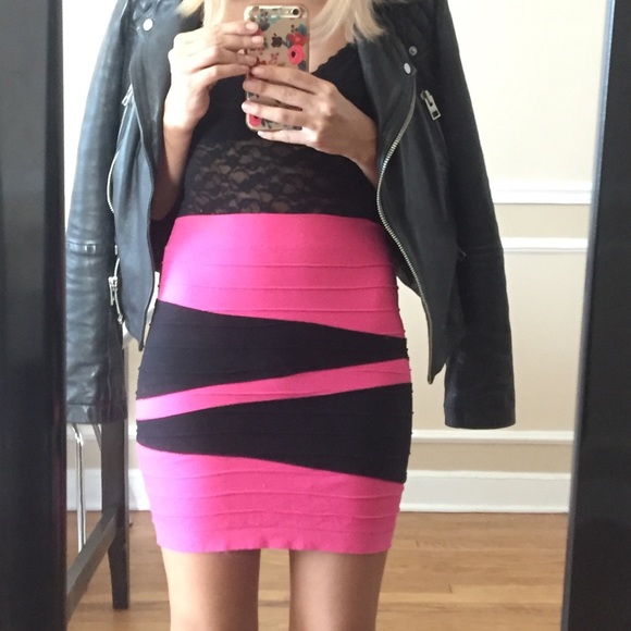 bebe Dresses & Skirts - ✨SALE✨ Bebe hot pink and black bandage skirt